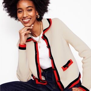 Boden Holly Collared Knitted Jacket, Warm Ivory